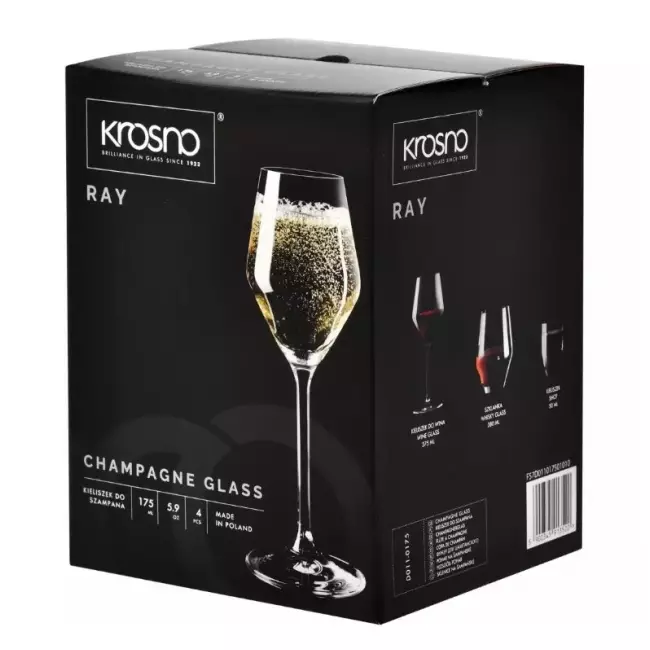 Kieliszki do szampana prosecco Krosno Ray 220 ml opakowanie